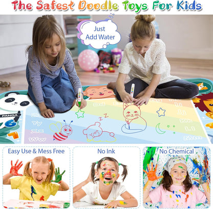 Water Doodle Mat 40 X 32 Inch Kids Water Painting Doodle Drawing Mat Toy Writing Mess Free Coloring Extra Large Magic Educational Toys for Boys Girls Age 4 5 6 7 8 Year Old Christmas Birthday Present
